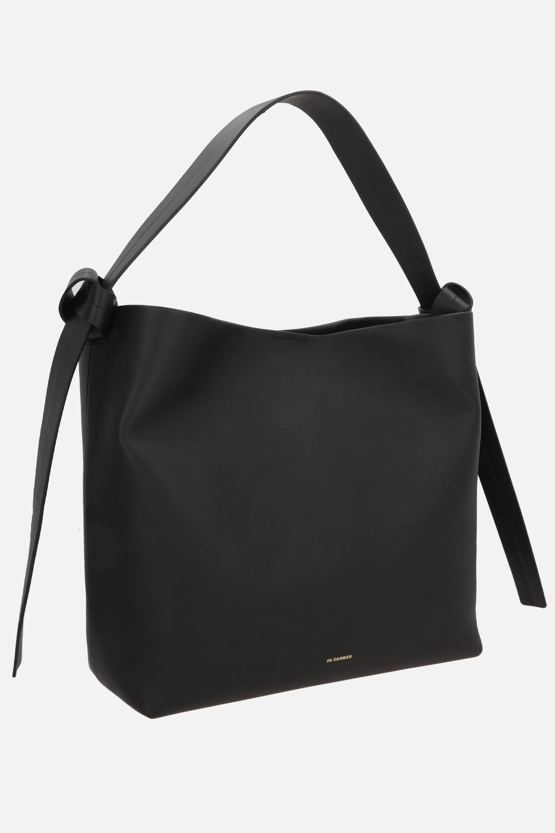 Knotted Smooth Leather Hobo Bag