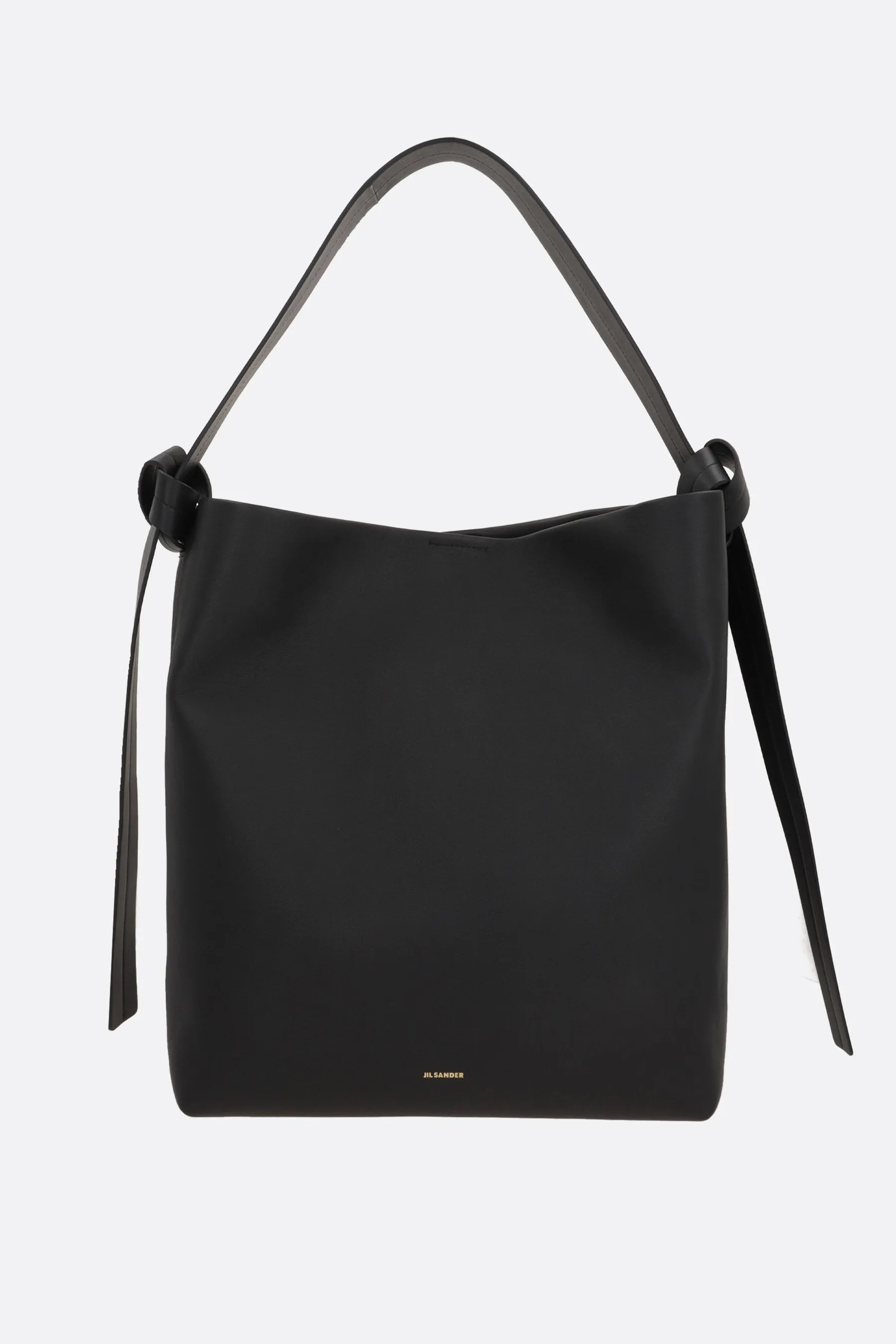Knotted Smooth Leather Hobo Bag
