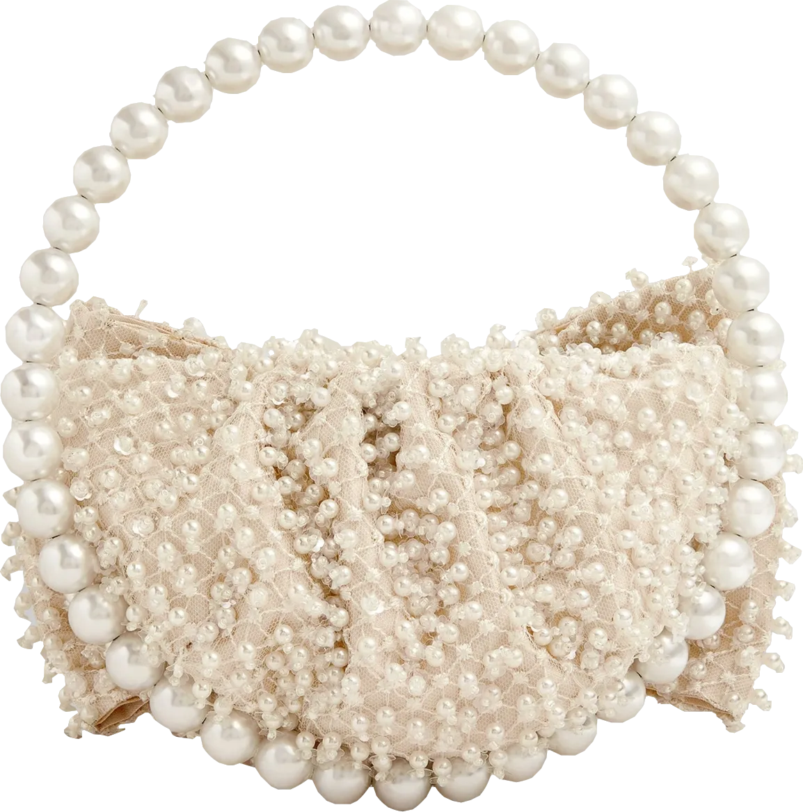 L'alingi Cream Exclusive Pearl-embellished Bow Clutch Bage