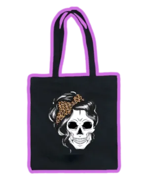 LARGE BAG Totebag Style | Skull with Leopard Headband