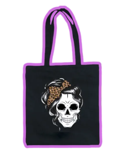LARGE BAG Totebag Style | Skull with Leopard Headband