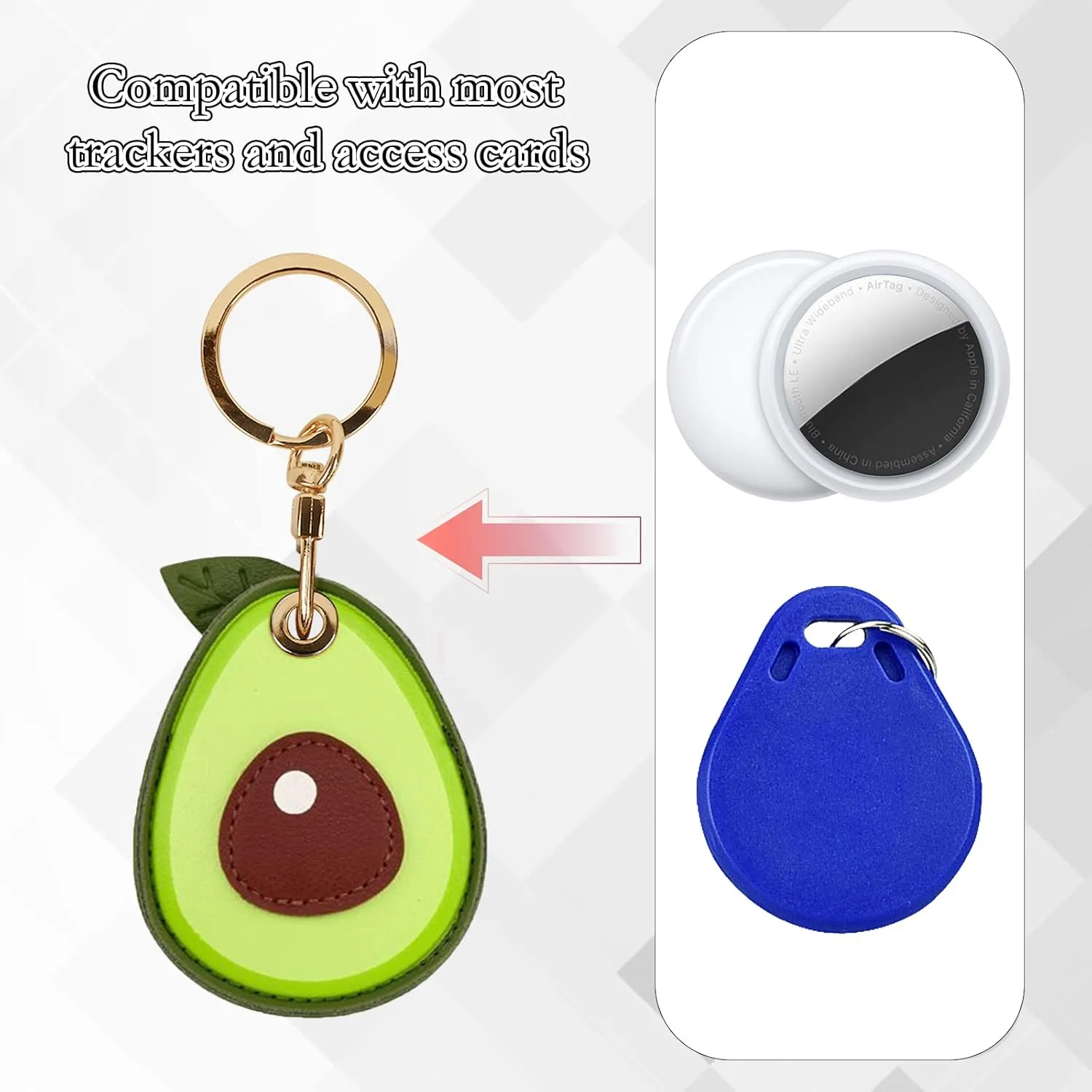 Leather Keychain Case Holder Compatible with Apple AirTag, GPS Airtag Keychain Finder Tracker with Key Ring, Anti-Scratch Protective Air Tag Cover