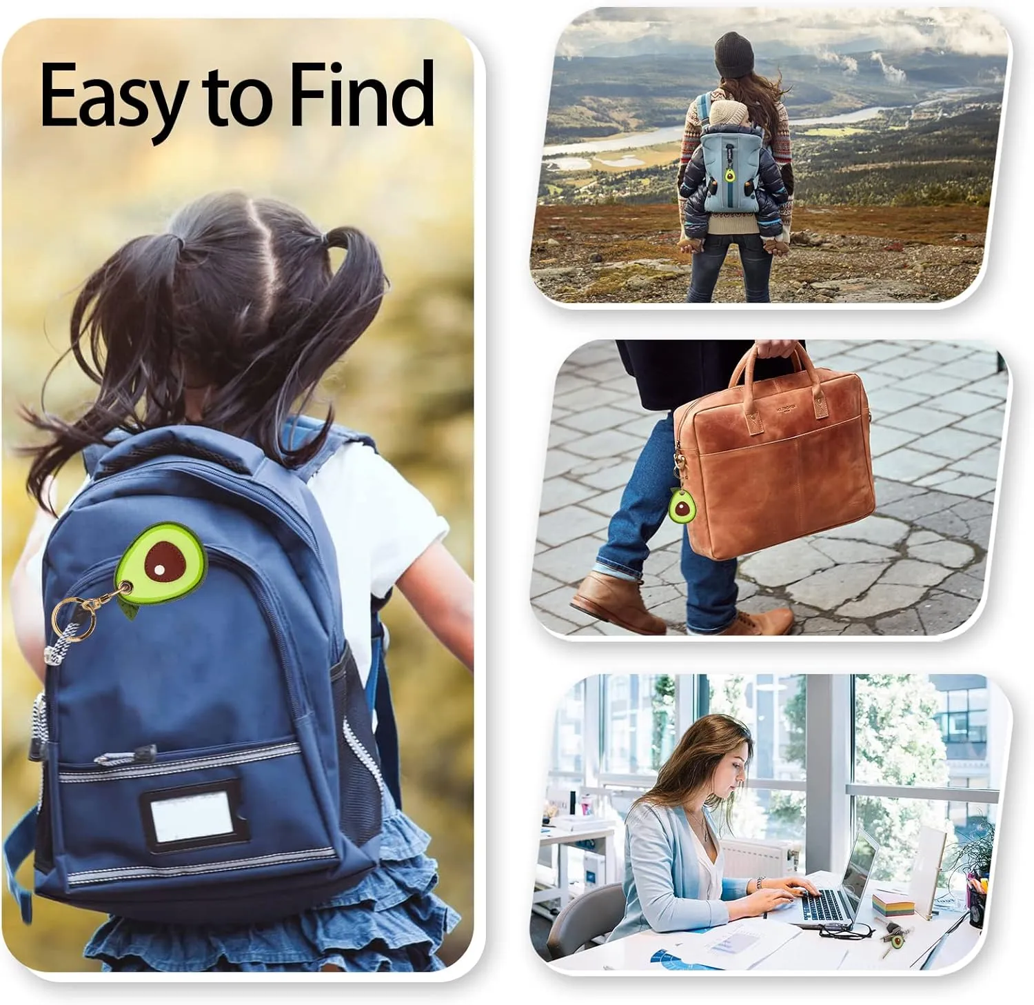 Leather Keychain Case Holder Compatible with Apple AirTag, GPS Airtag Keychain Finder Tracker with Key Ring, Anti-Scratch Protective Air Tag Cover