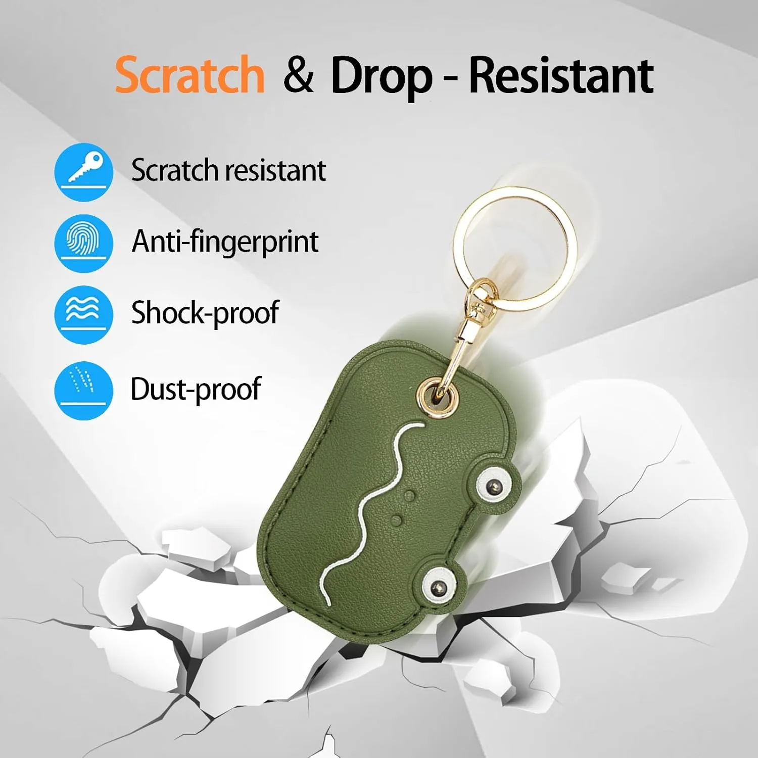 Leather Keychain Case Holder Compatible with Apple AirTag, GPS Airtag Keychain Finder Tracker with Key Ring, Anti-Scratch Protective Air Tag Cover