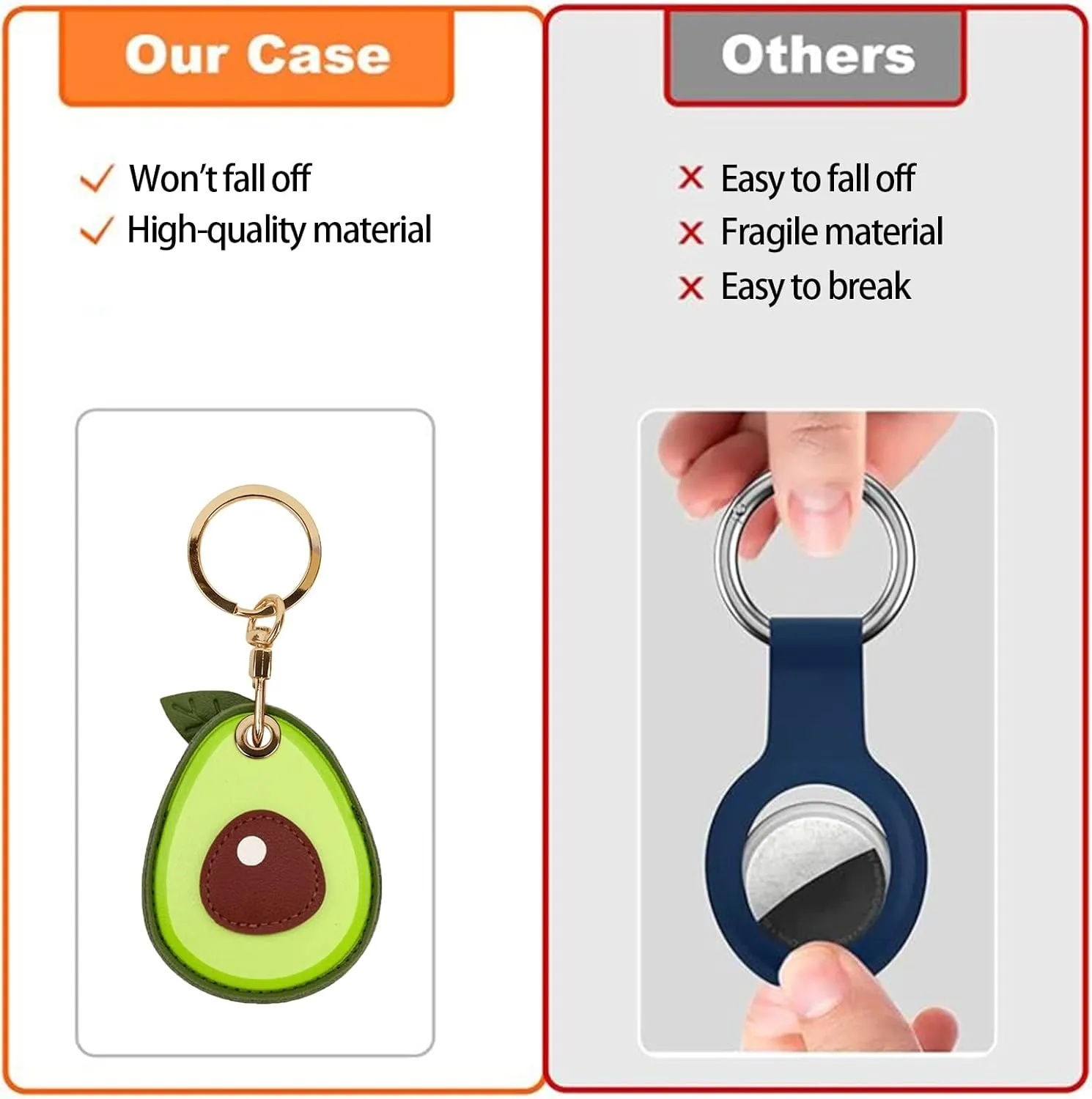 Leather Keychain Case Holder Compatible with Apple AirTag, GPS Airtag Keychain Finder Tracker with Key Ring, Anti-Scratch Protective Air Tag Cover