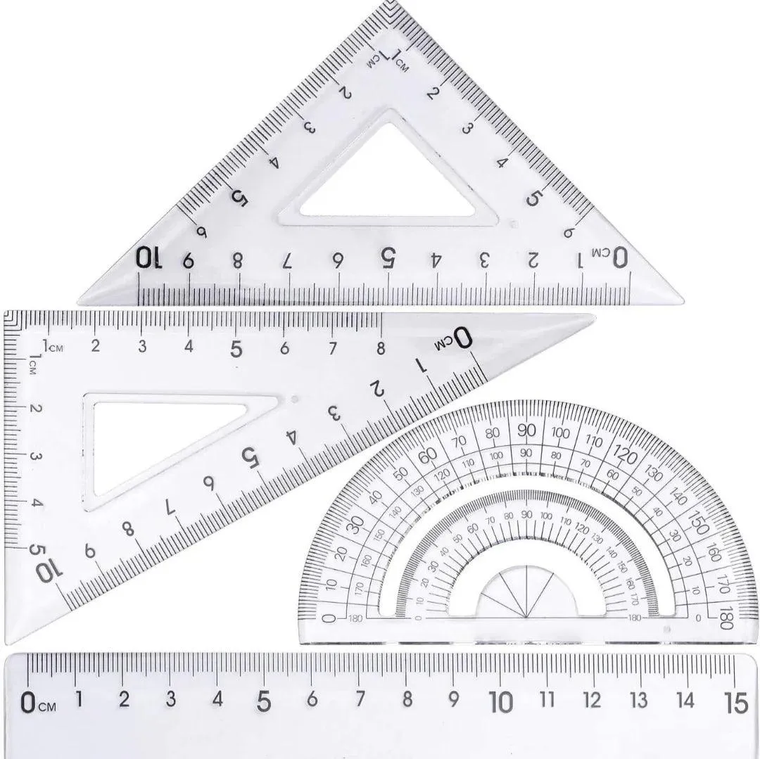 Math/Geometry Ruler Set - 4 Pcs.