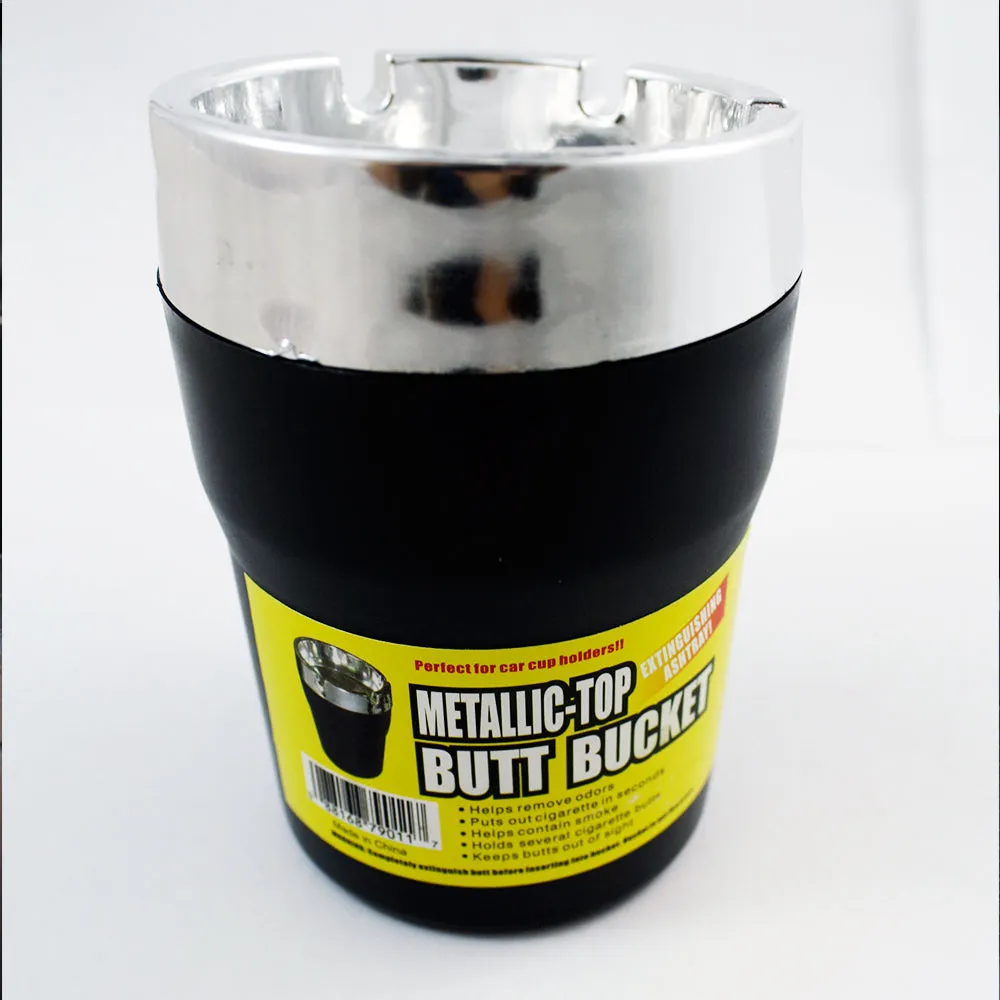 Metallic Top Butt Bucket Car Cigarette Ashtray Extinguish Odor Remover Container