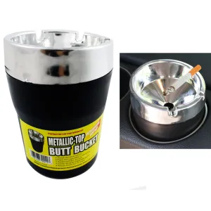 Metallic Top Butt Bucket Car Cigarette Ashtray Extinguish Odor Remover Container