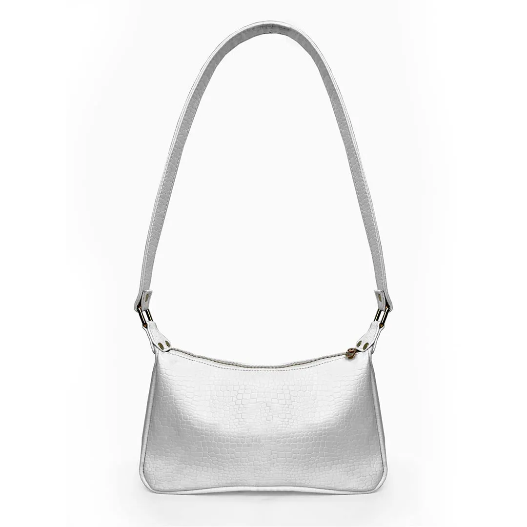 Modern Myth Sling Bag PU Leather White Retro Shoulder Bag With Twin Pockets for Women
