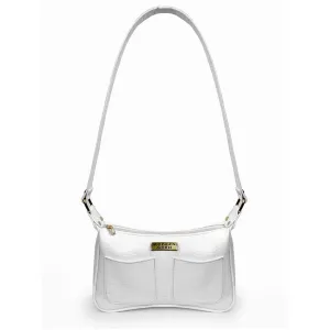 Modern Myth Sling Bag PU Leather White Retro Shoulder Bag With Twin Pockets for Women