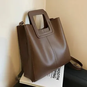 Modern Square Handle Bucket Bag