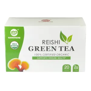 Organic Reishi Mushroom Green Tea Bags - Ganoderma Teaf