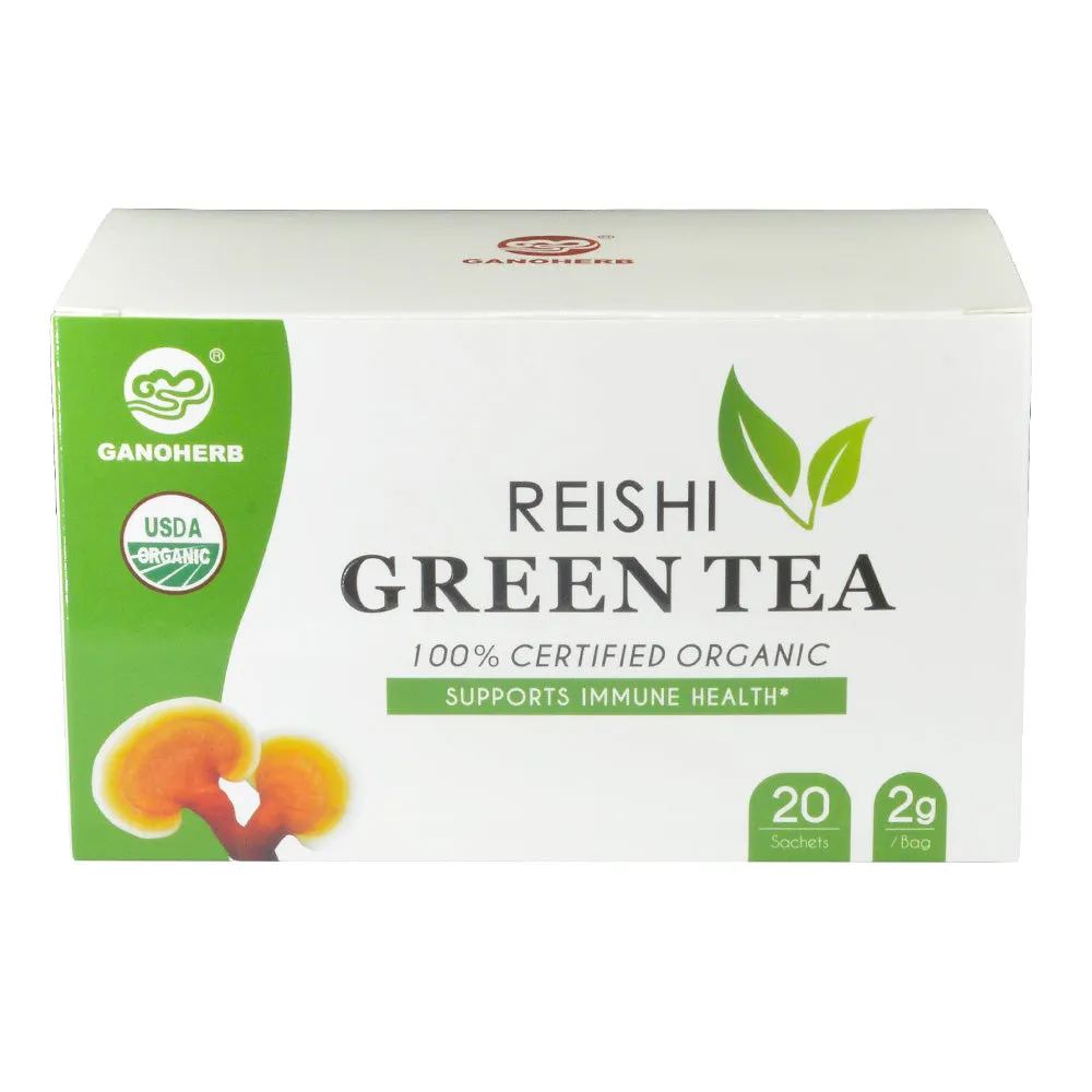 Organic Reishi Mushroom Green Tea Bags - Ganoderma Teaf