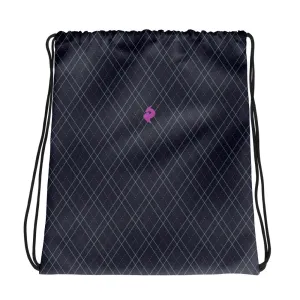 Pink Grid Nexus Drawstring Bag
