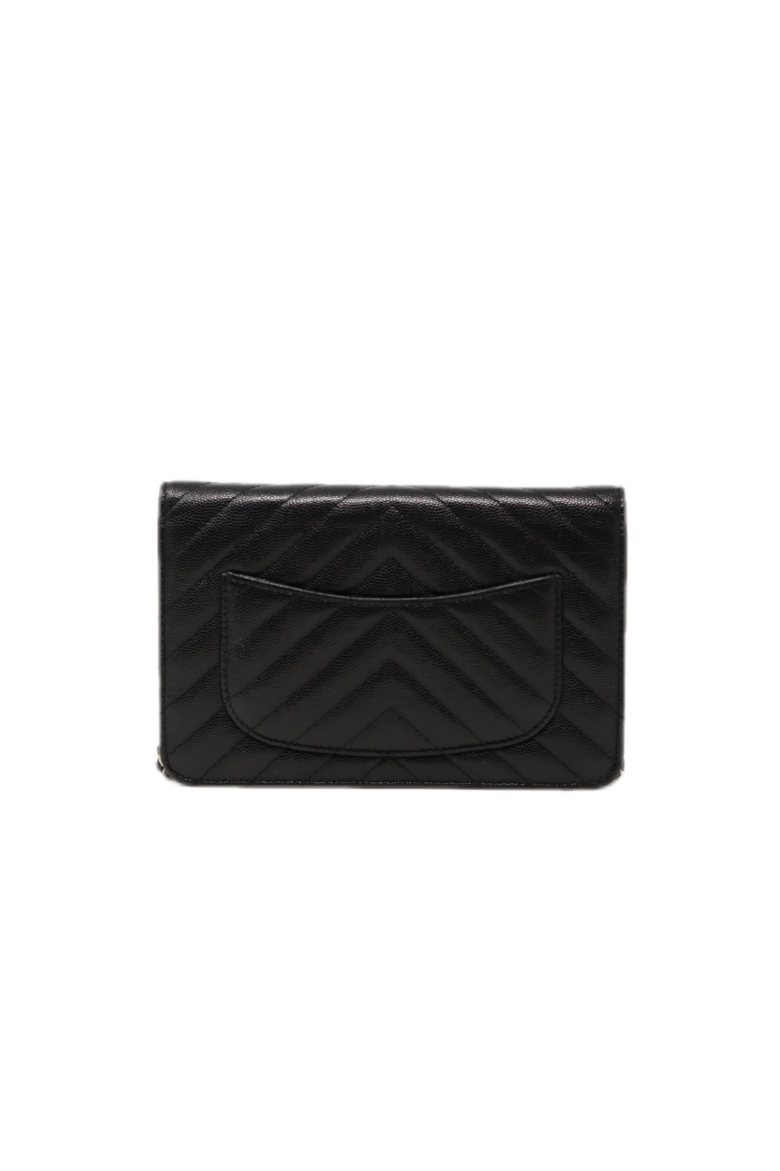 Pre-Owned Chanel 2017-2018 V Pattern Wallet On Chain Black