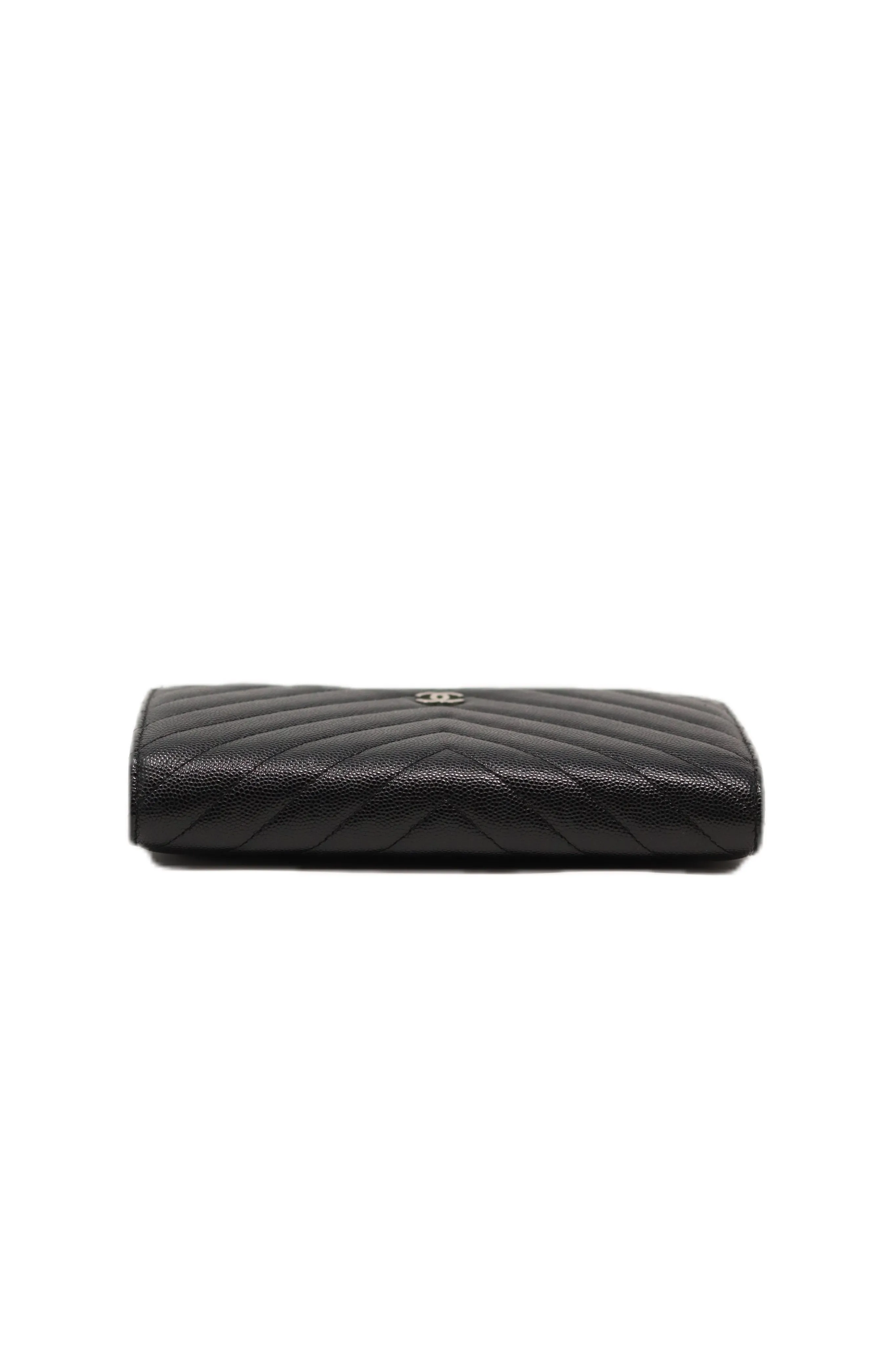 Pre-Owned Chanel 2017-2018 V Pattern Wallet On Chain Black