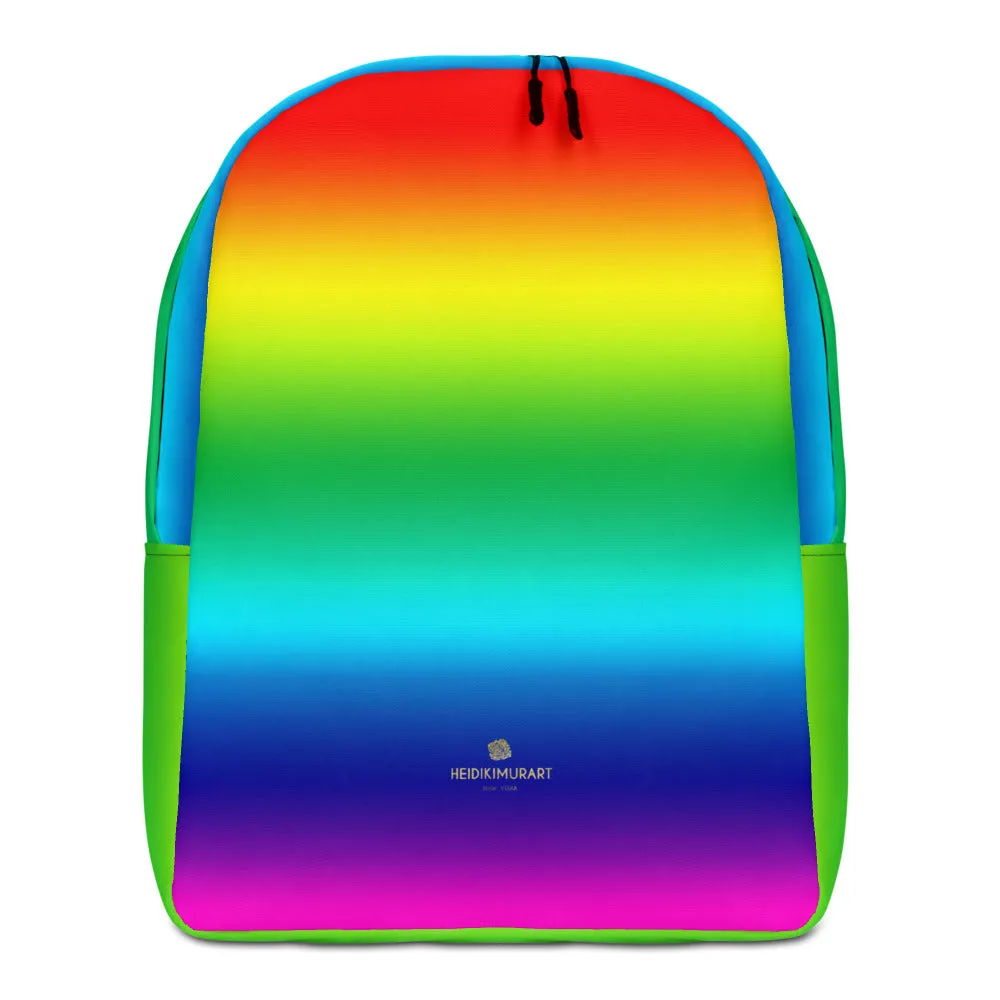 Rainbow Ombre Backpack, Rainbow Print Designer Gay Pride Minimalist Backpack Travel Bag- Made in USA/EU