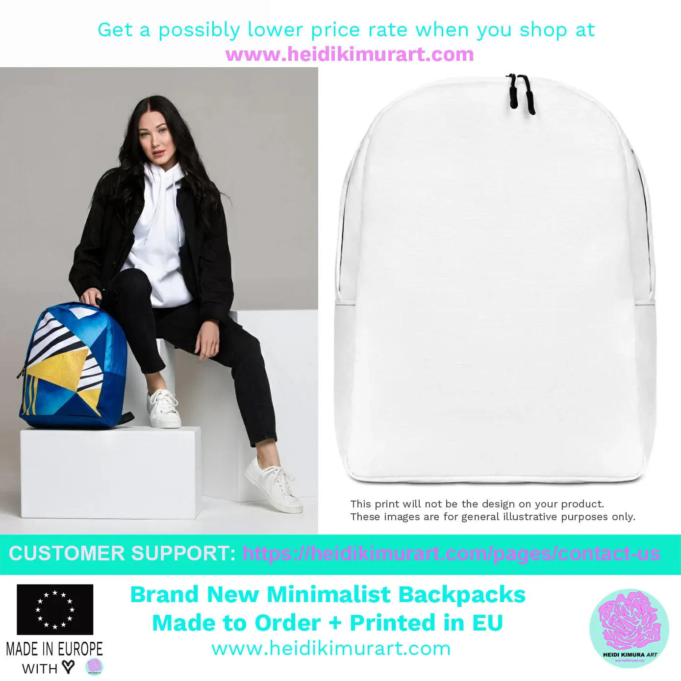 Rainbow Ombre Backpack, Rainbow Print Designer Gay Pride Minimalist Backpack Travel Bag- Made in USA/EU