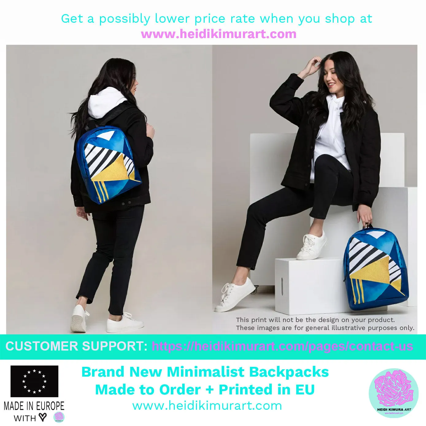 Rainbow Ombre Backpack, Rainbow Print Designer Gay Pride Minimalist Backpack Travel Bag- Made in USA/EU