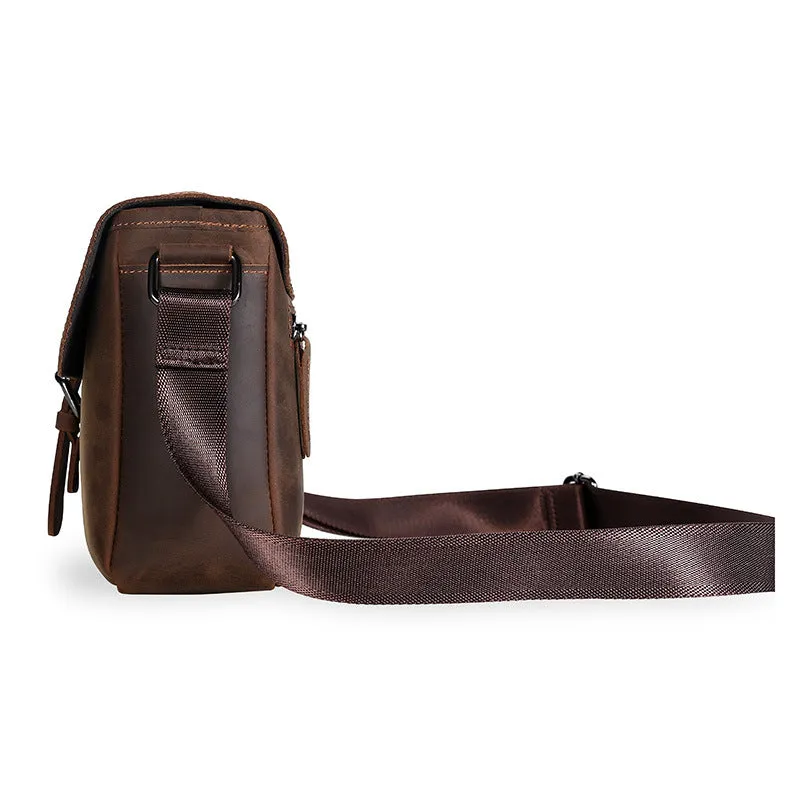 Retro Men's Fashion Trend Crazy Horseskin Shoulder Bag