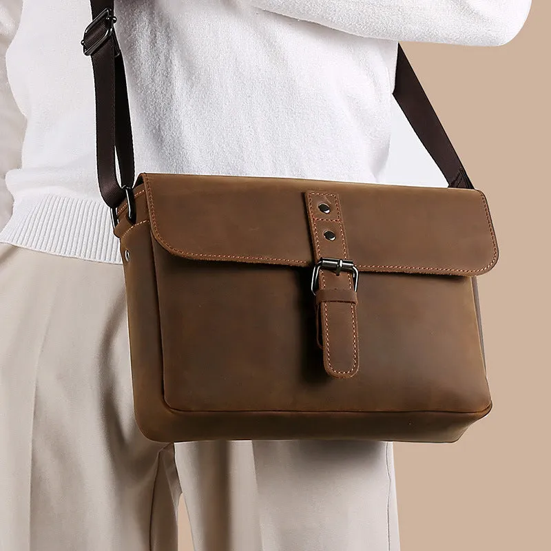 Retro Men's Fashion Trend Crazy Horseskin Shoulder Bag