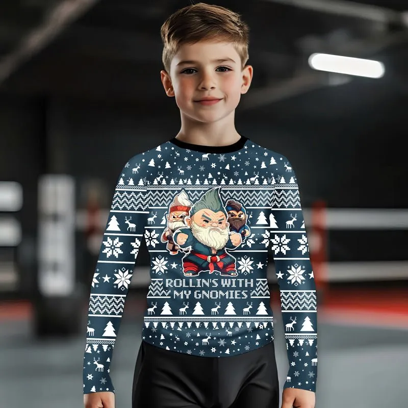 Rolling With Gnomies Kids Rash Guard