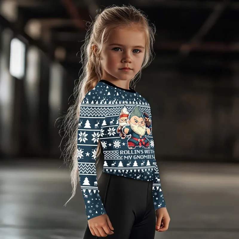 Rolling With Gnomies Kids Rash Guard