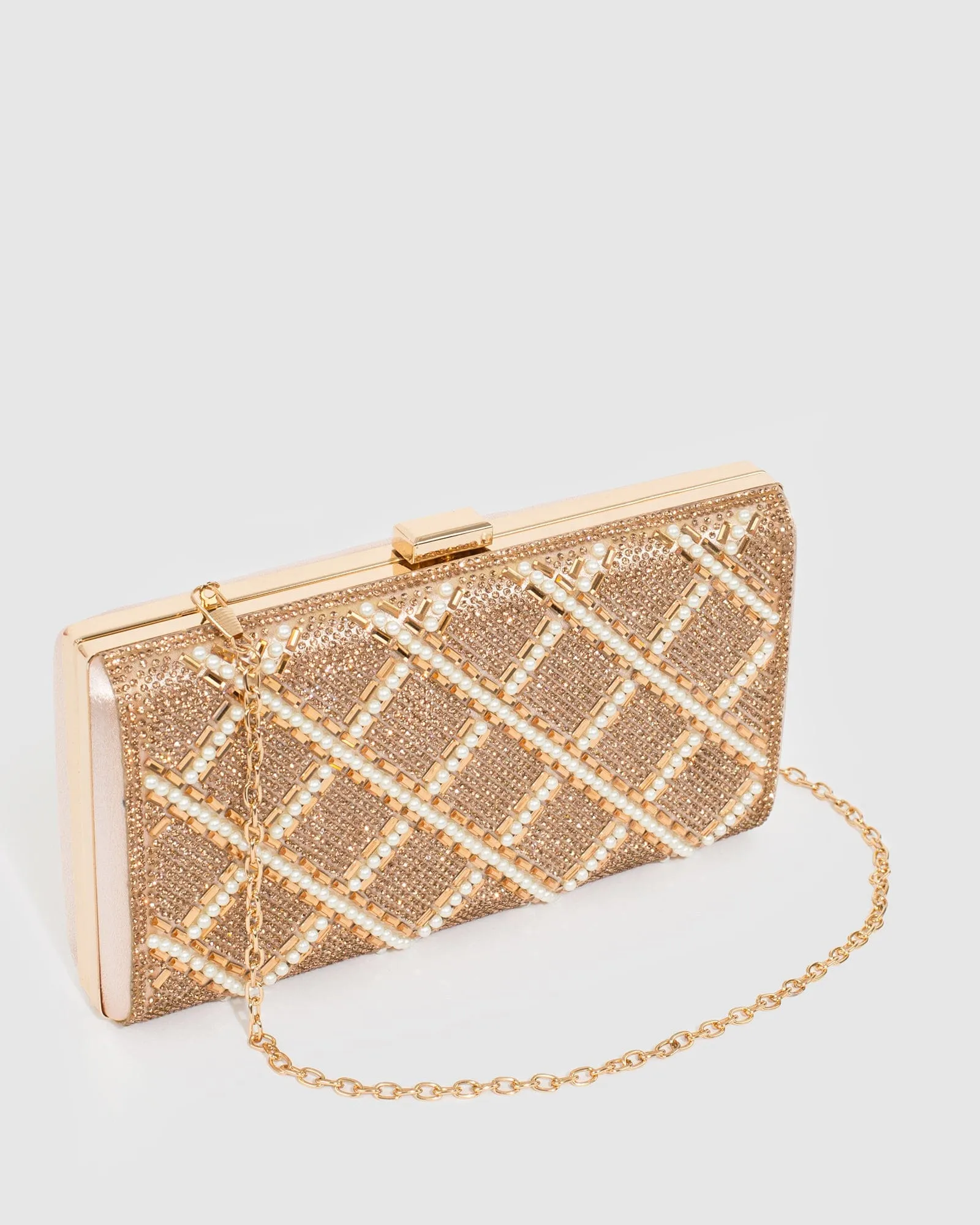 Rose Gold Emma Crystal Clutch Bag