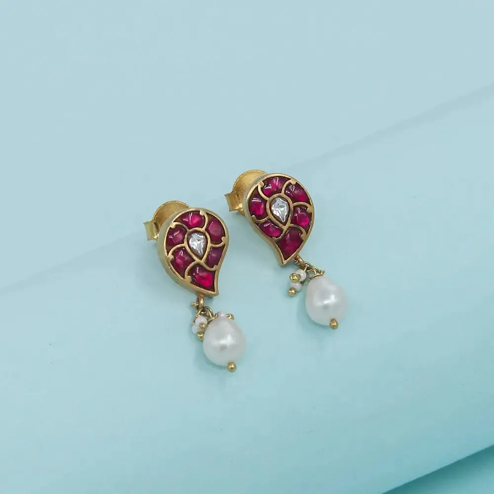Silver 92.5 Aam Ras Pearl Earring