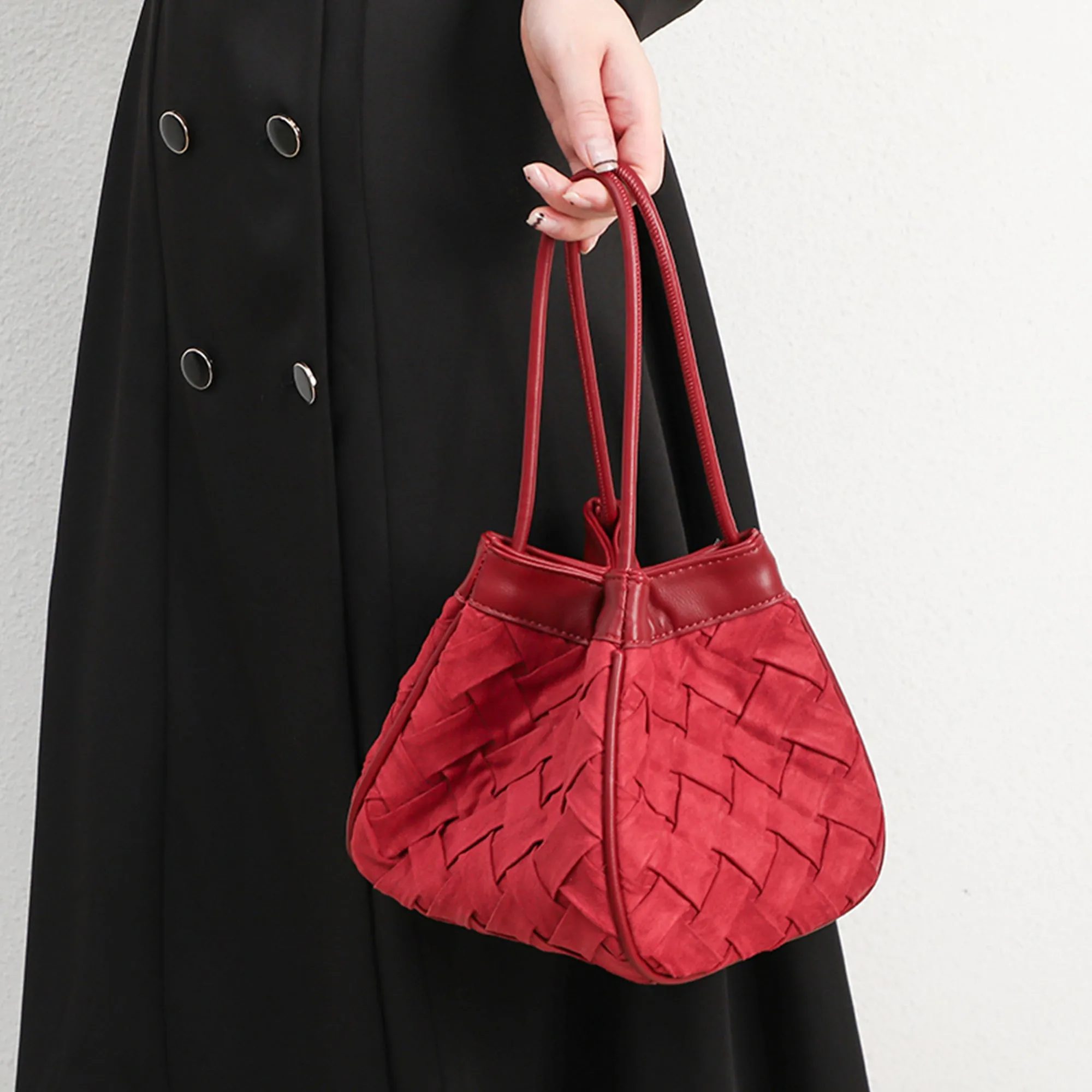 Sohiwoo Date Minimalist Sweet Handle Bucket Bags