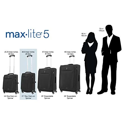 Travelpro Maxlite 5 Softside Expandable Spinner Wheel Luggage, Black