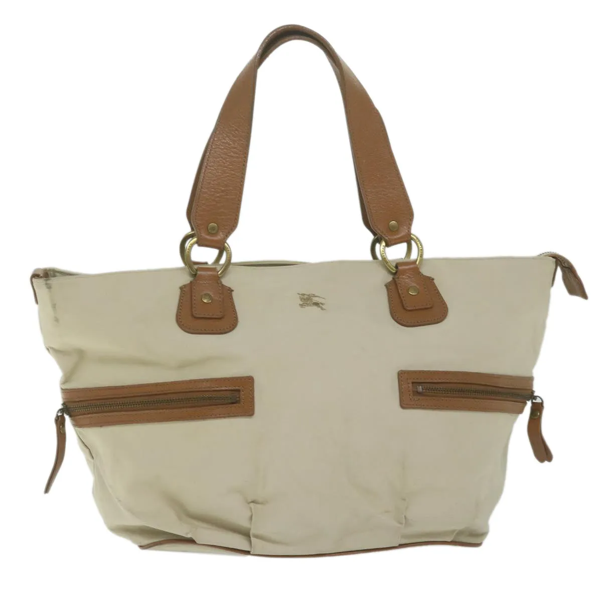 Trendy Inspired Burberry Blue Label Tote Bag Canvas Beige Auth Bs11106