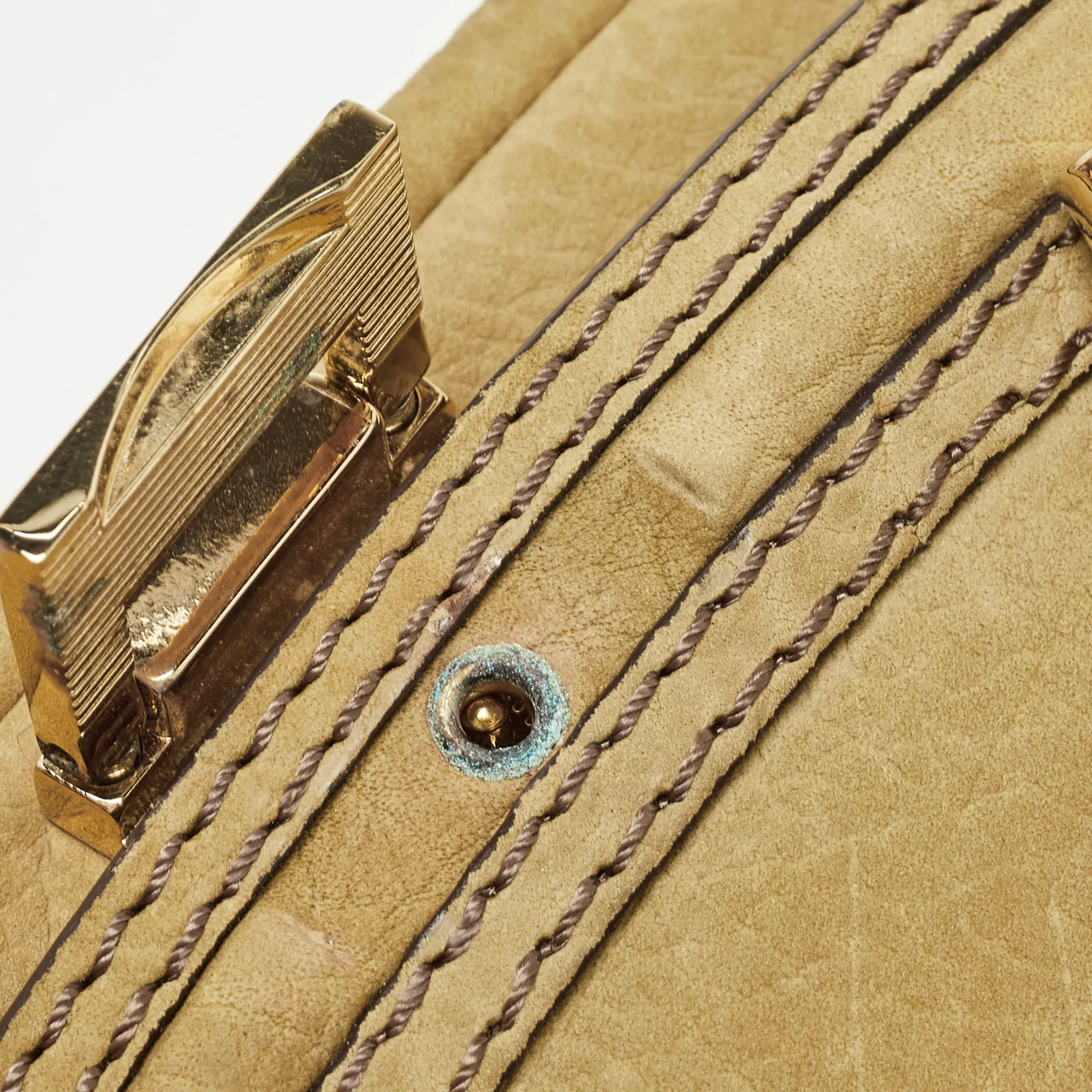 Trendy Inspired Burberry Green Nubuck Leather Bow Flap Clutch
