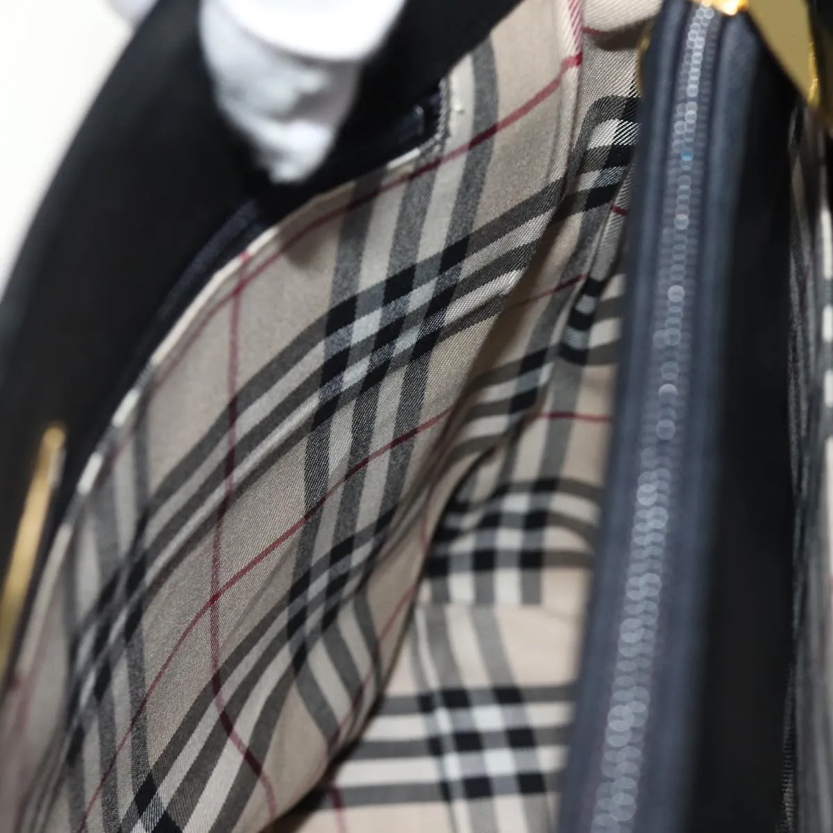 Trendy Inspired Burberry Shoulder Bag Leather Black Auth Bs14825