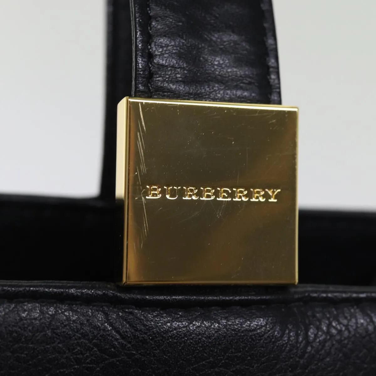 Trendy Inspired Burberry Shoulder Bag Leather Black Auth Bs14825