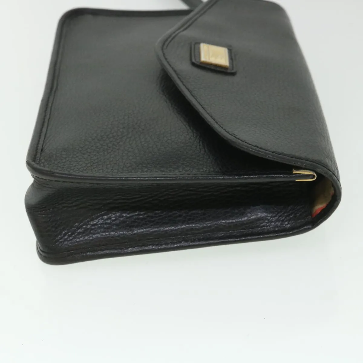 Trendy Inspired Burberryss Clutch Bag Leather Black Auth Bs8730