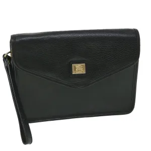 Trendy Inspired Burberryss Clutch Bag Leather Black Auth Bs8730