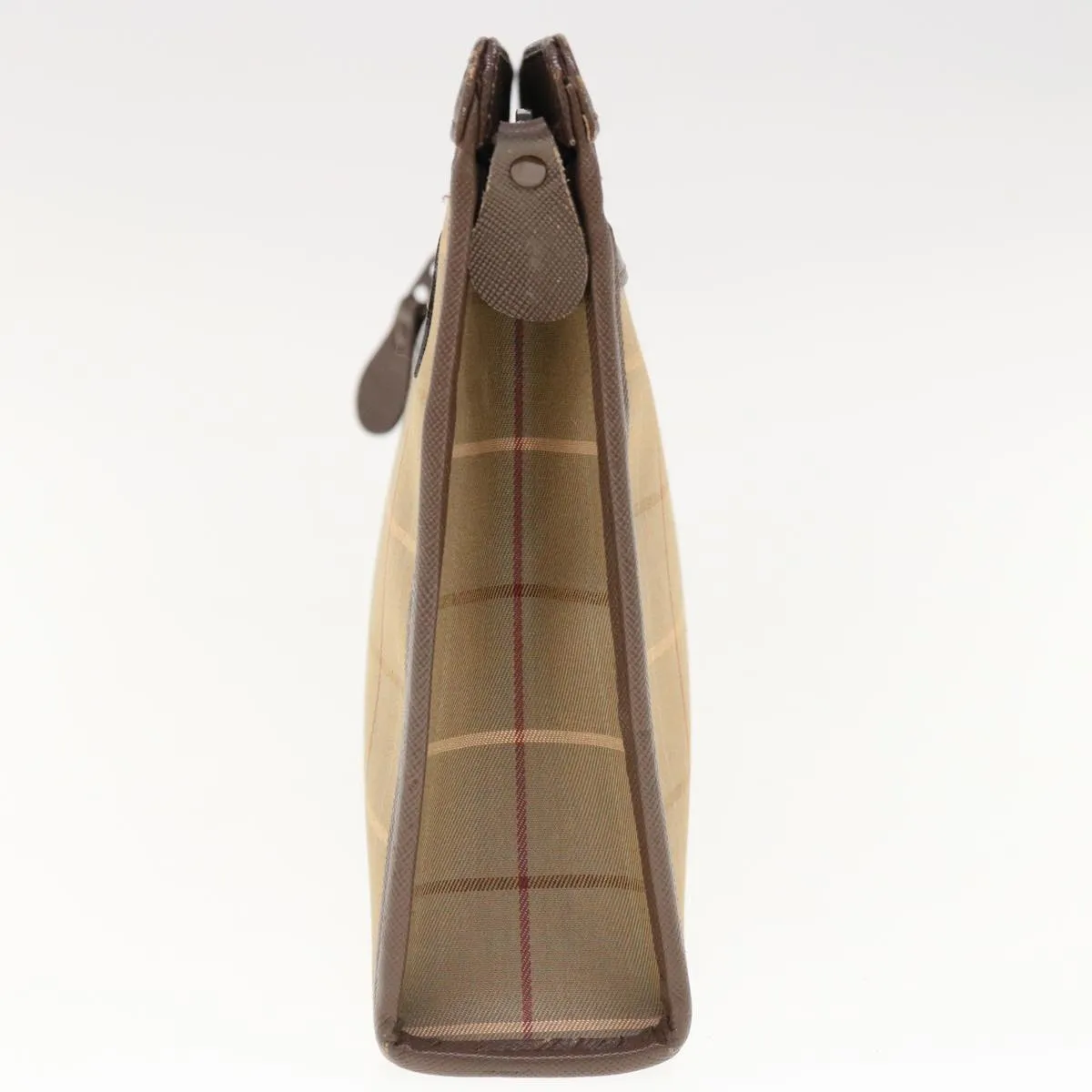 Trendy Inspired Burberryss Nova Check Clutch Bag Nylon Canvas Beige Auth Ac2672