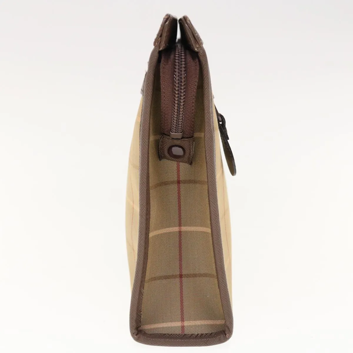 Trendy Inspired Burberryss Nova Check Clutch Bag Nylon Canvas Beige Auth Ac2672