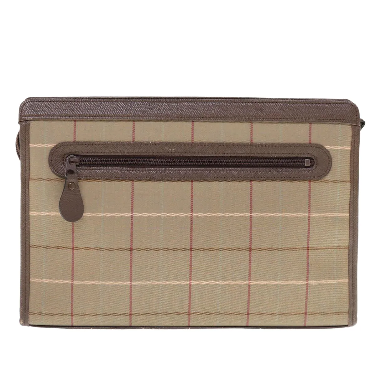 Trendy Inspired Burberryss Nova Check Clutch Bag Nylon Canvas Beige Auth Ac2672