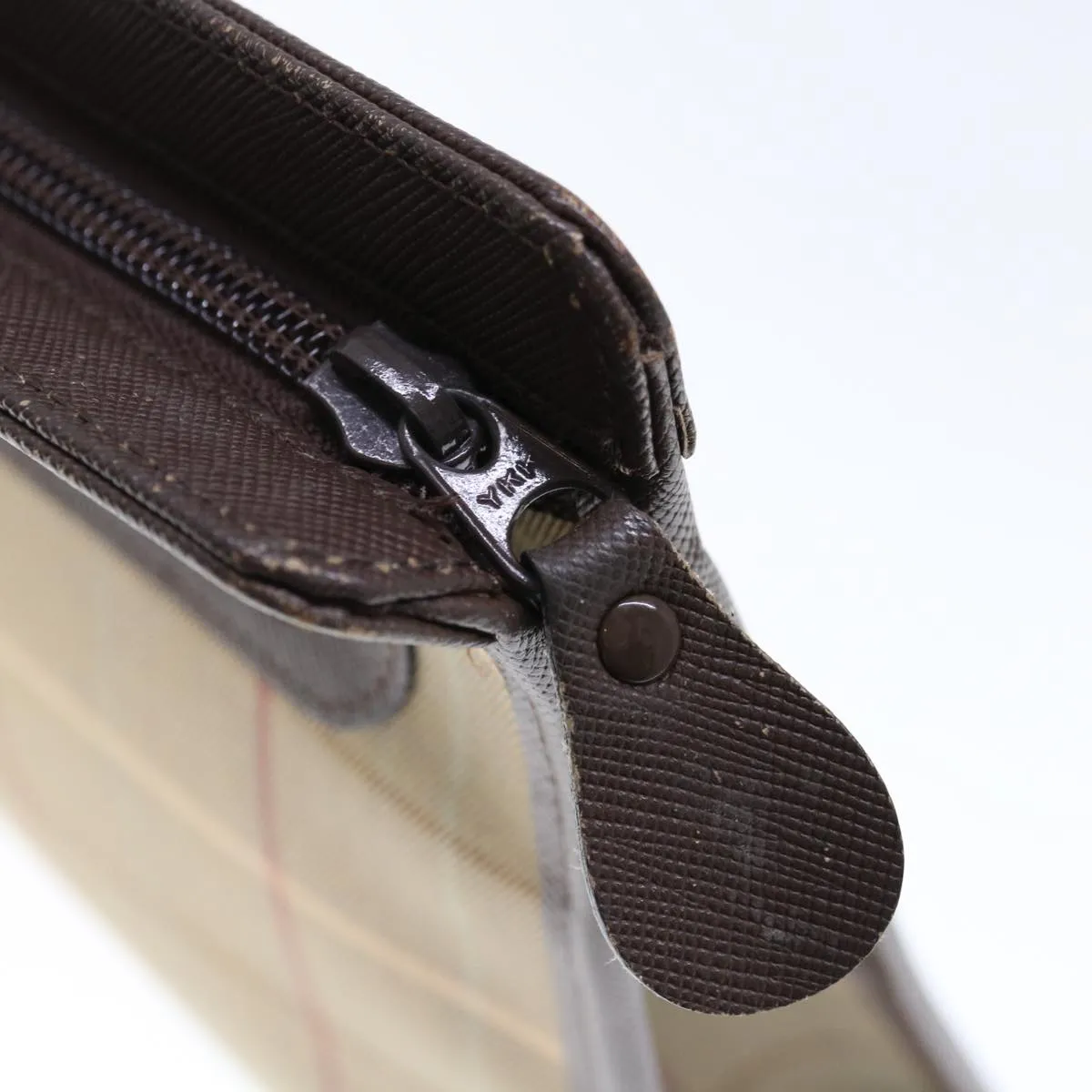 Trendy Inspired Burberryss Nova Check Clutch Bag Nylon Canvas Beige Auth Ac2672