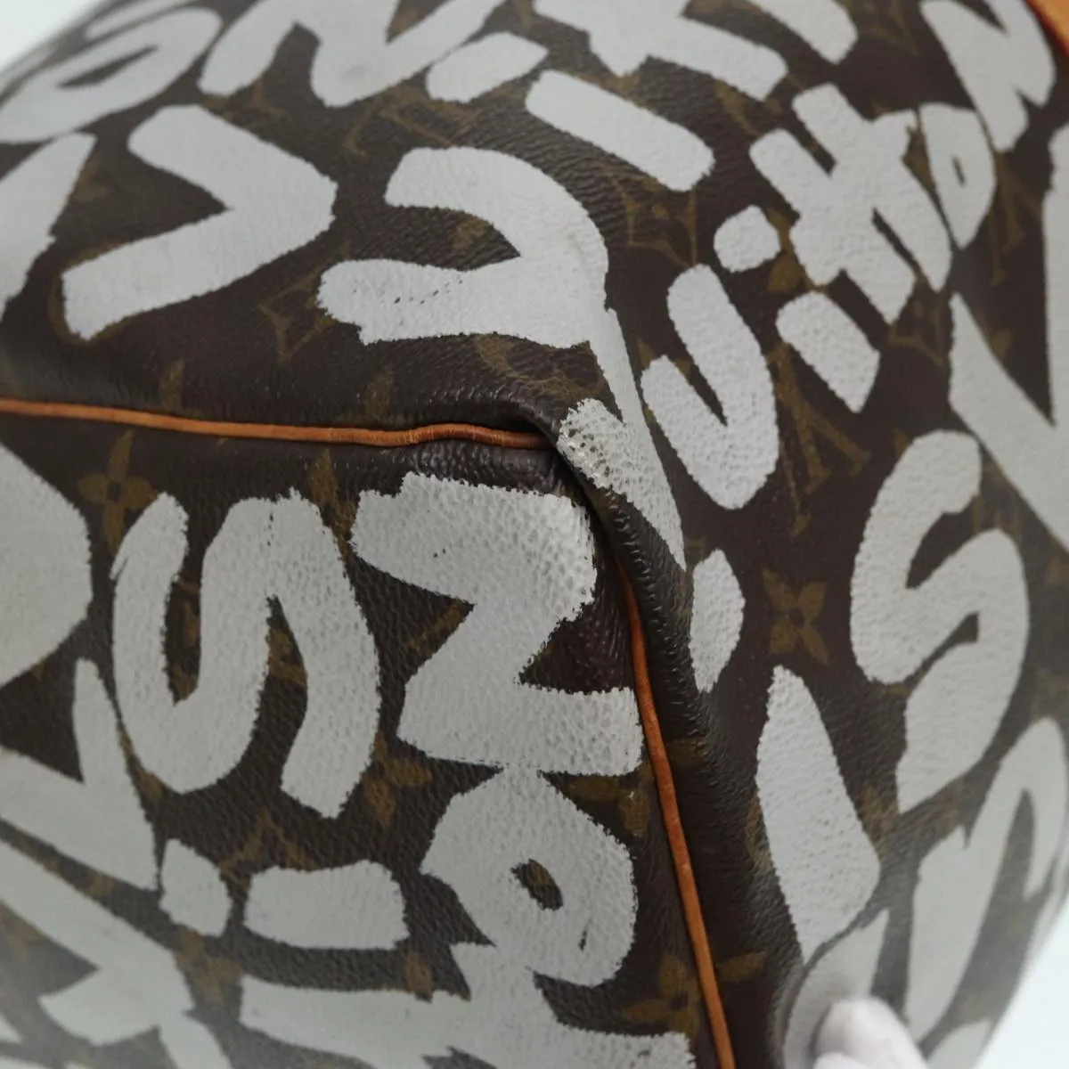 Trendy Inspired Louis Vuitton Monogram Graffiti Keepall 50 Boston Bag White M92197 Lv Auth 83988