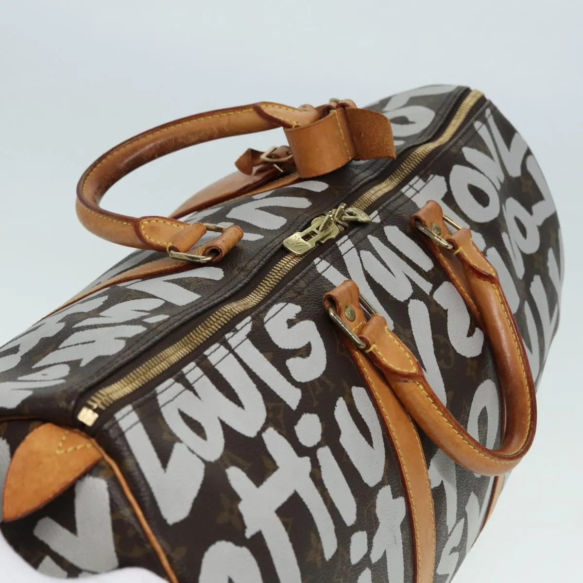 Trendy Inspired Louis Vuitton Monogram Graffiti Keepall 50 Boston Bag White M92197 Lv Auth 83988