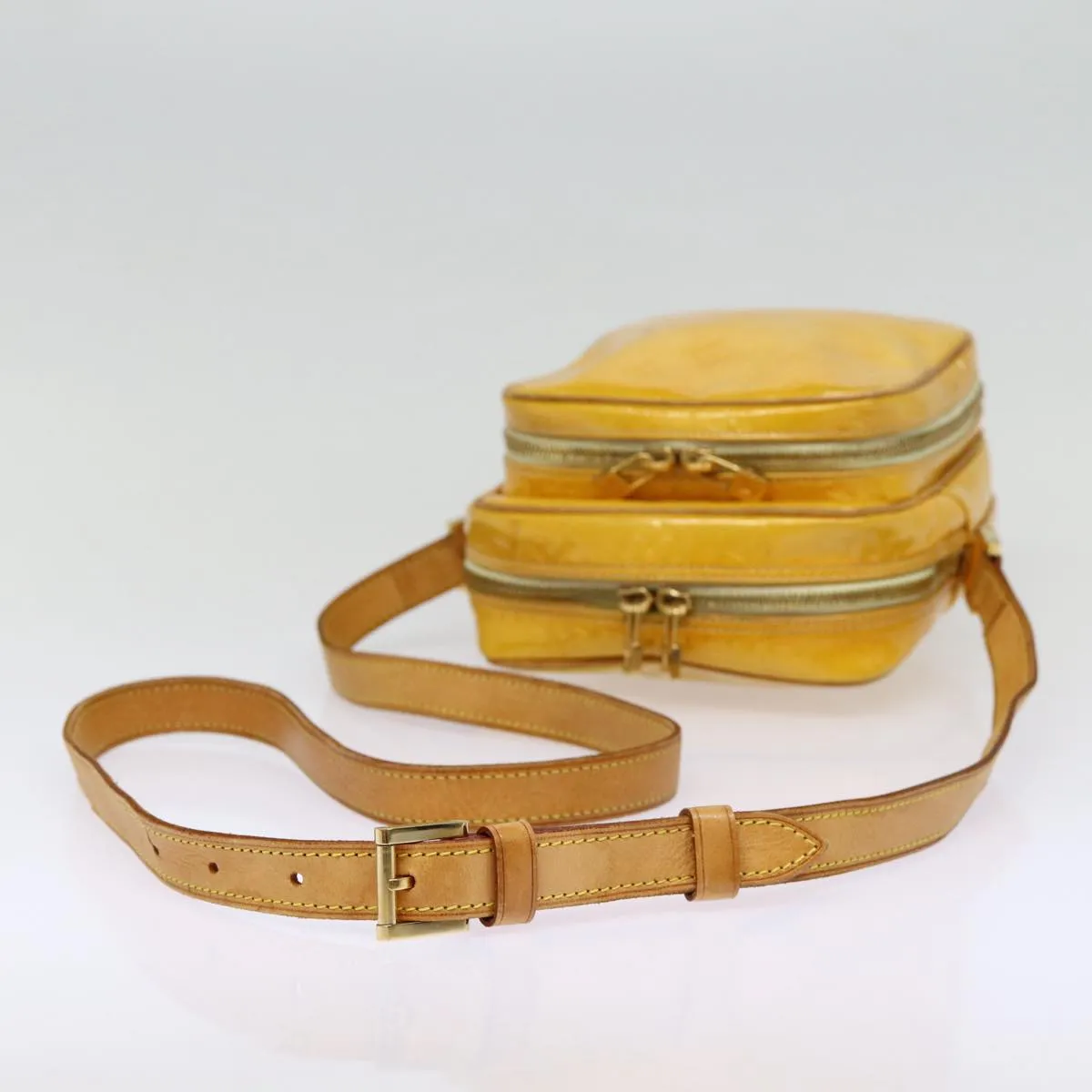 Trendy Inspired Louis Vuitton Monogram Vernis Wooster Shoulder Bag Yellow M91075 Lv Auth 85730