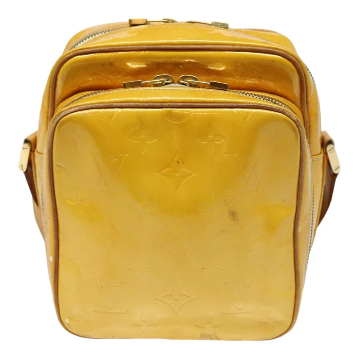 Trendy Inspired Louis Vuitton Monogram Vernis Wooster Shoulder Bag Yellow M91075 Lv Auth 85730