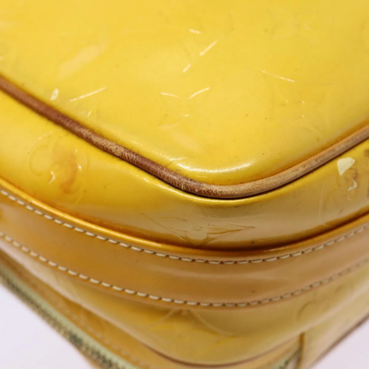 Trendy Inspired Louis Vuitton Monogram Vernis Wooster Shoulder Bag Yellow M91075 Lv Auth 85730