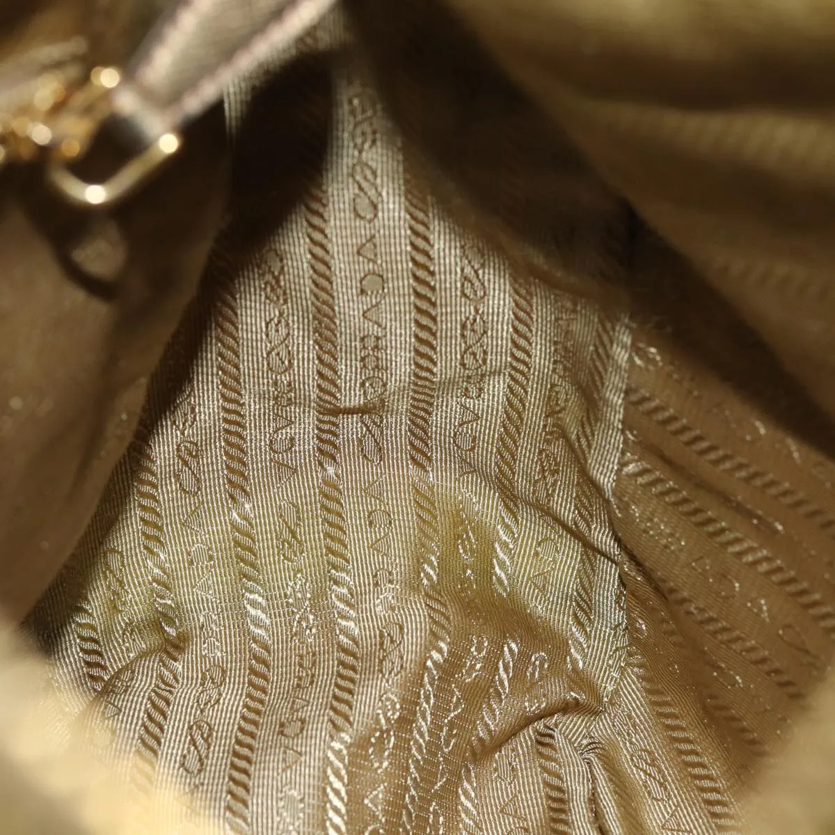 Trendy Inspired Prada Shoulder Bag Nylon Khaki Auth 77834