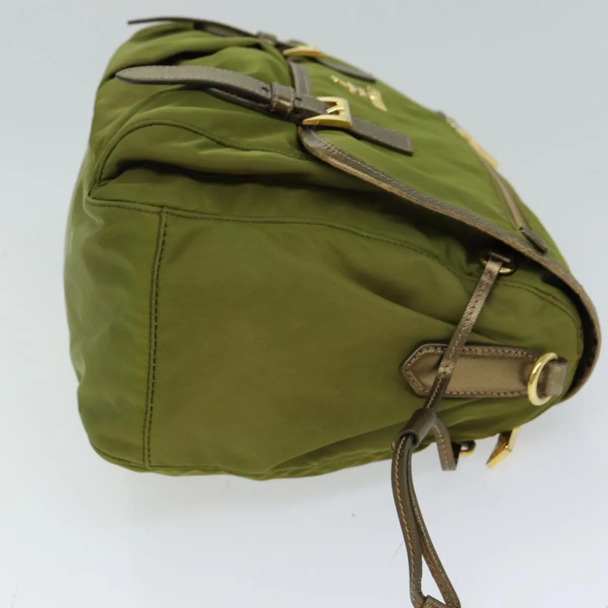 Trendy Inspired Prada Shoulder Bag Nylon Khaki Auth 77834