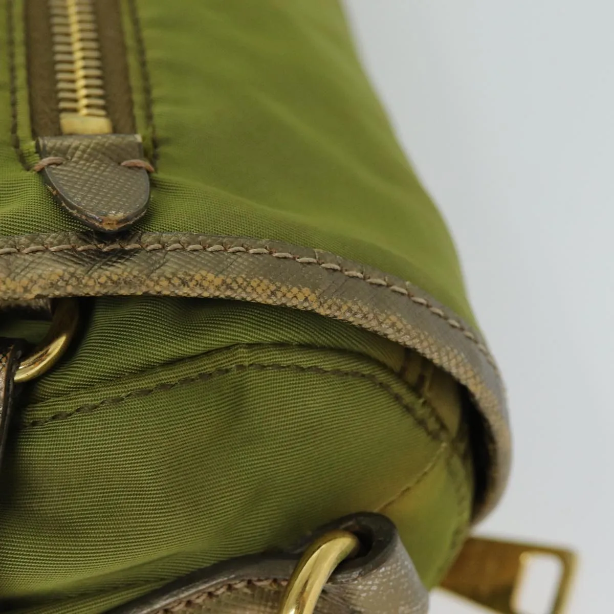 Trendy Inspired Prada Shoulder Bag Nylon Khaki Auth 77834