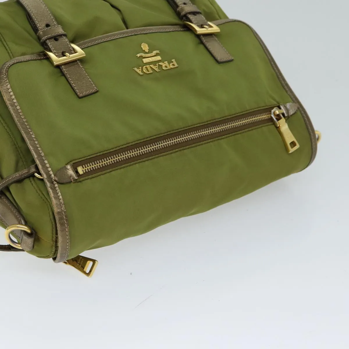 Trendy Inspired Prada Shoulder Bag Nylon Khaki Auth 77834